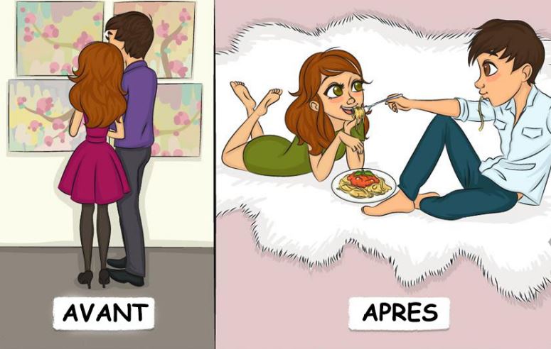 Les week-ends en couple sont au début très actifs et très culturels mais rapidement ça devient moment canapé