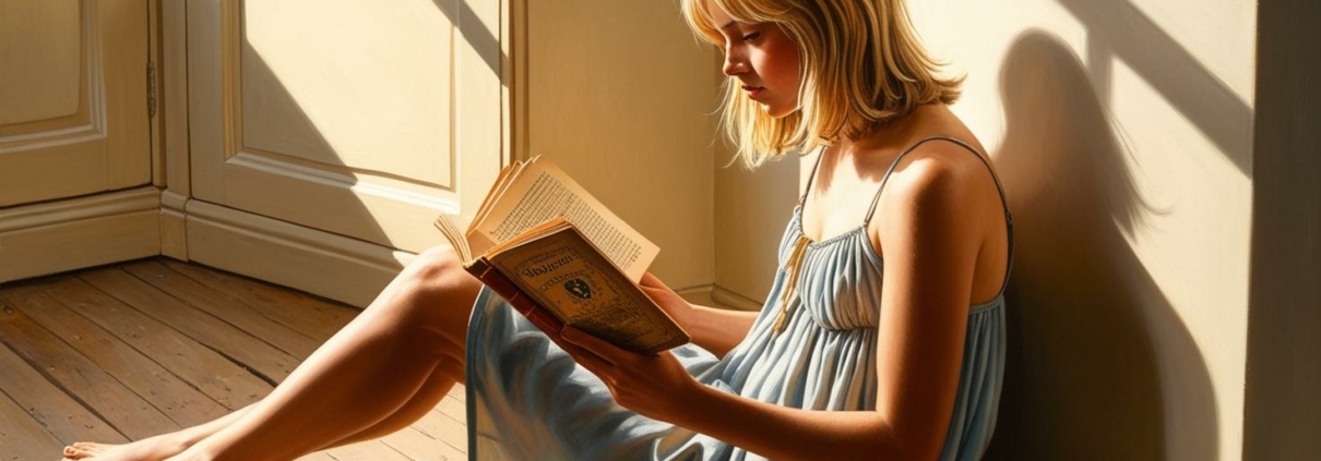 Femme blonde en train de lire