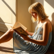 Femme blonde en train de lire